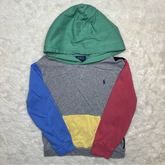 Polo Ralph Lauren Colour-Block Spa Terry Hoodie Grey & Multicoloured Size 7 - Picture 1 of 16